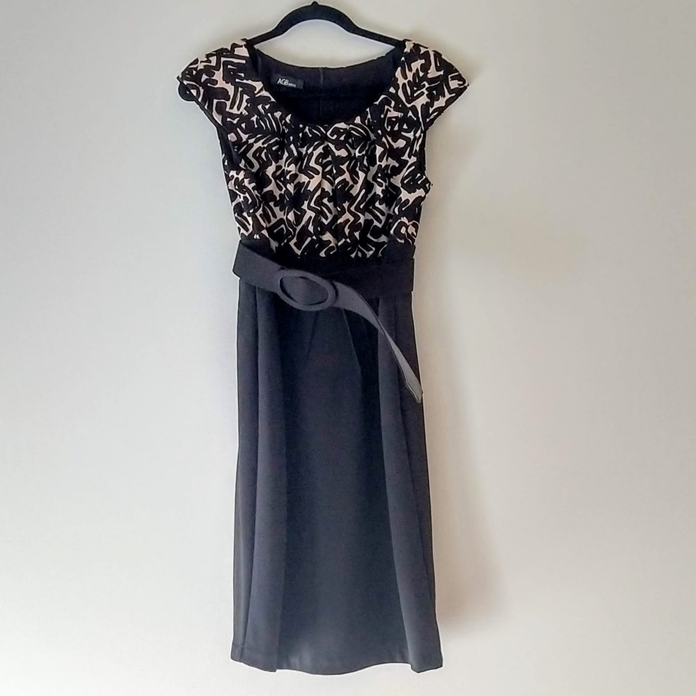 AGB Nude/Black Cap Sleeve Dress 12